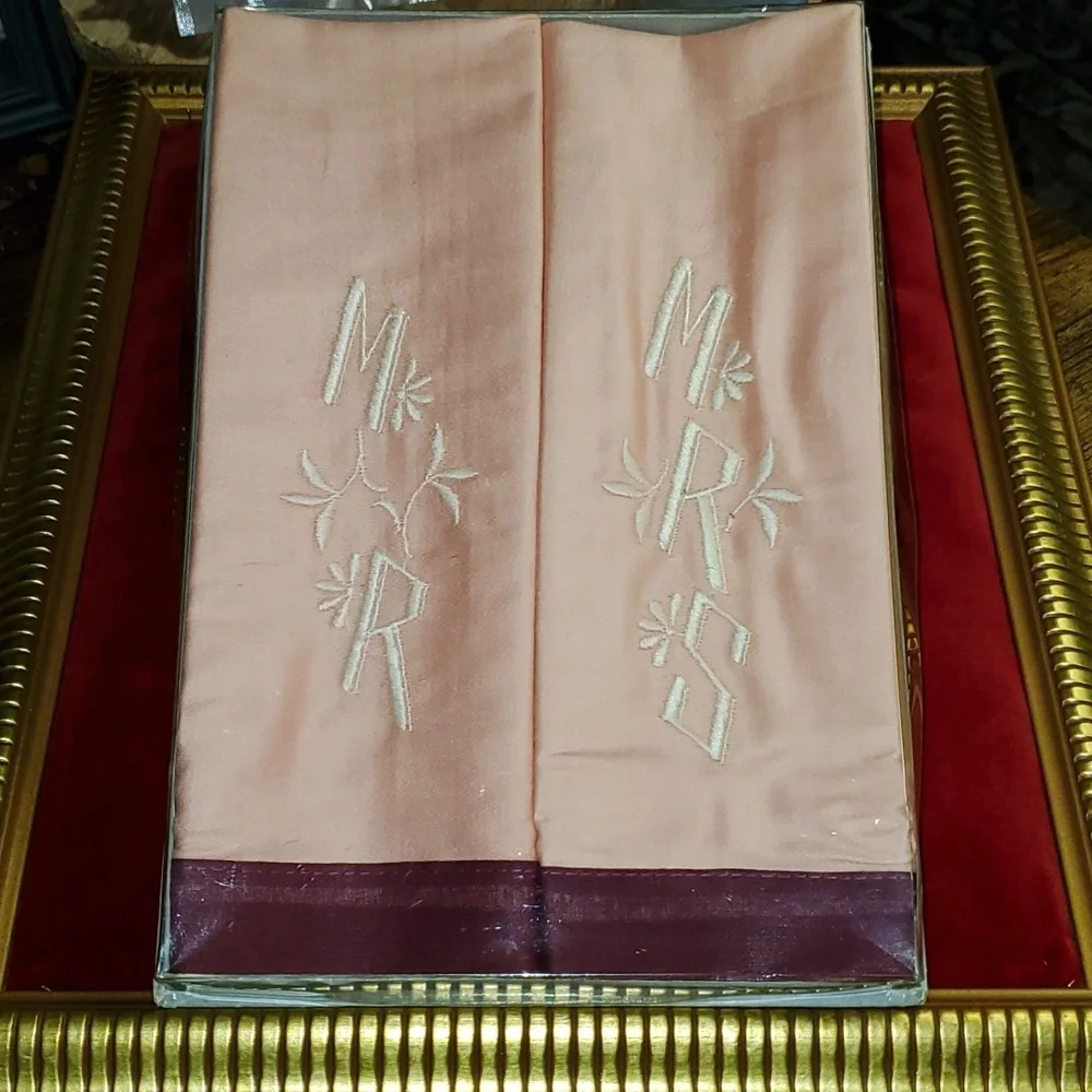 Vintage - His Hers Hand Towels - 1940s - WWII - Wedding - NIB